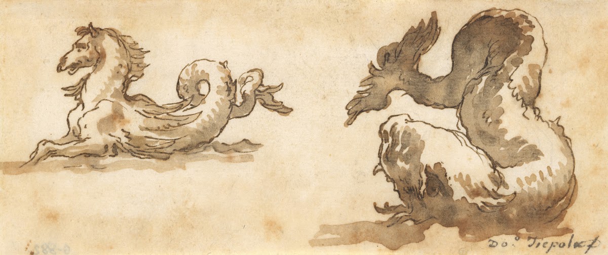 A Sea Horse and a Dolphin mid 18thearly 19th century