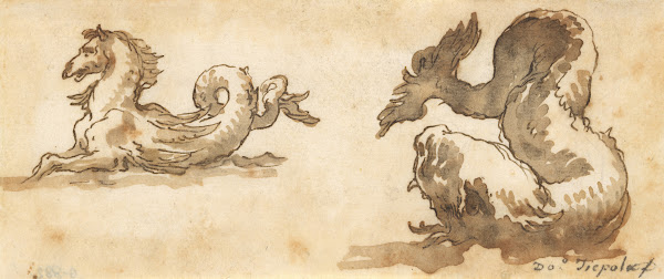 A Sea Horse and a Dolphin mid 18thearly 19th century