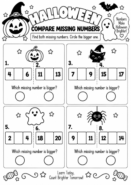 Halloween Compare Missing Numbers