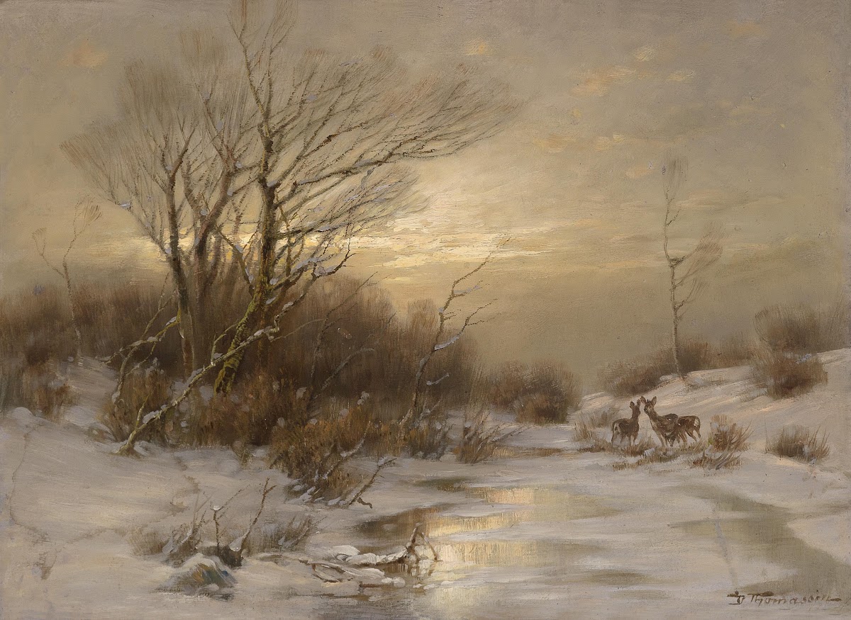 Rehe in Winterlandschaft