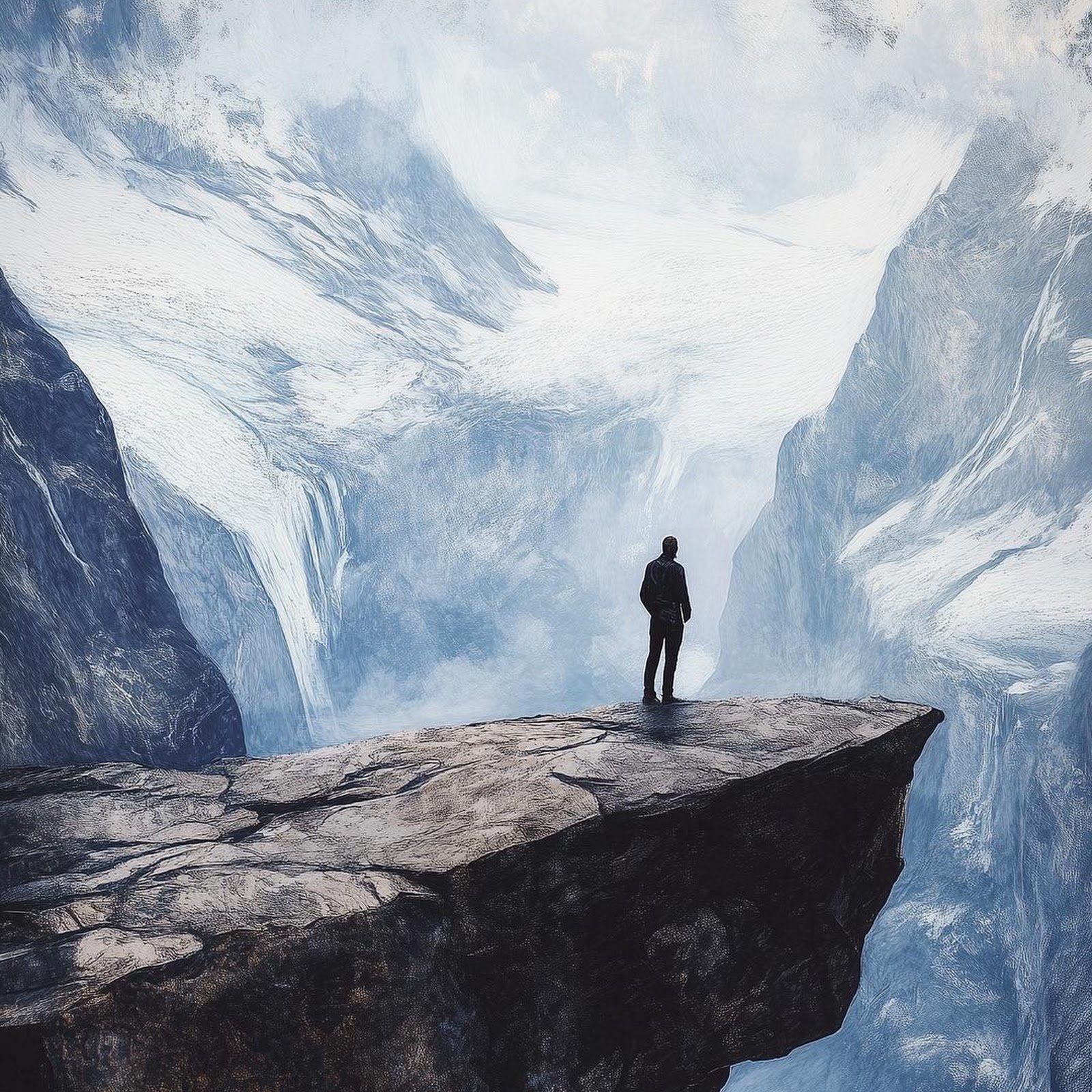 Download Man Standing on Snowy Cliff Full HD iPhone