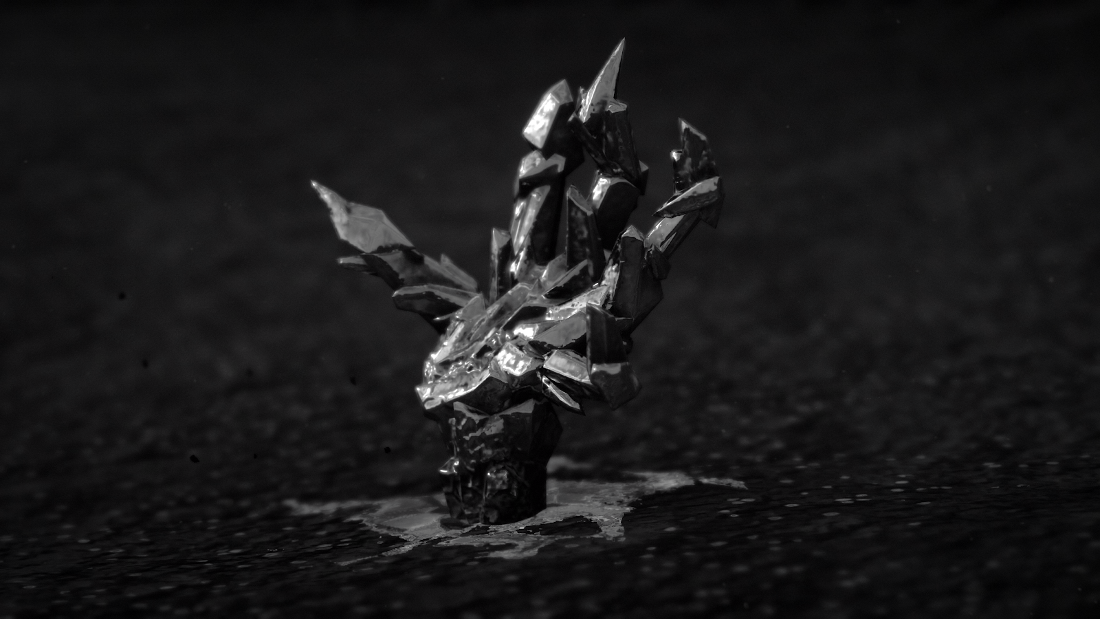 Sharp Metallic Crystal Formation - 3D Digital Art 4K Wallpaper (3840x2160)