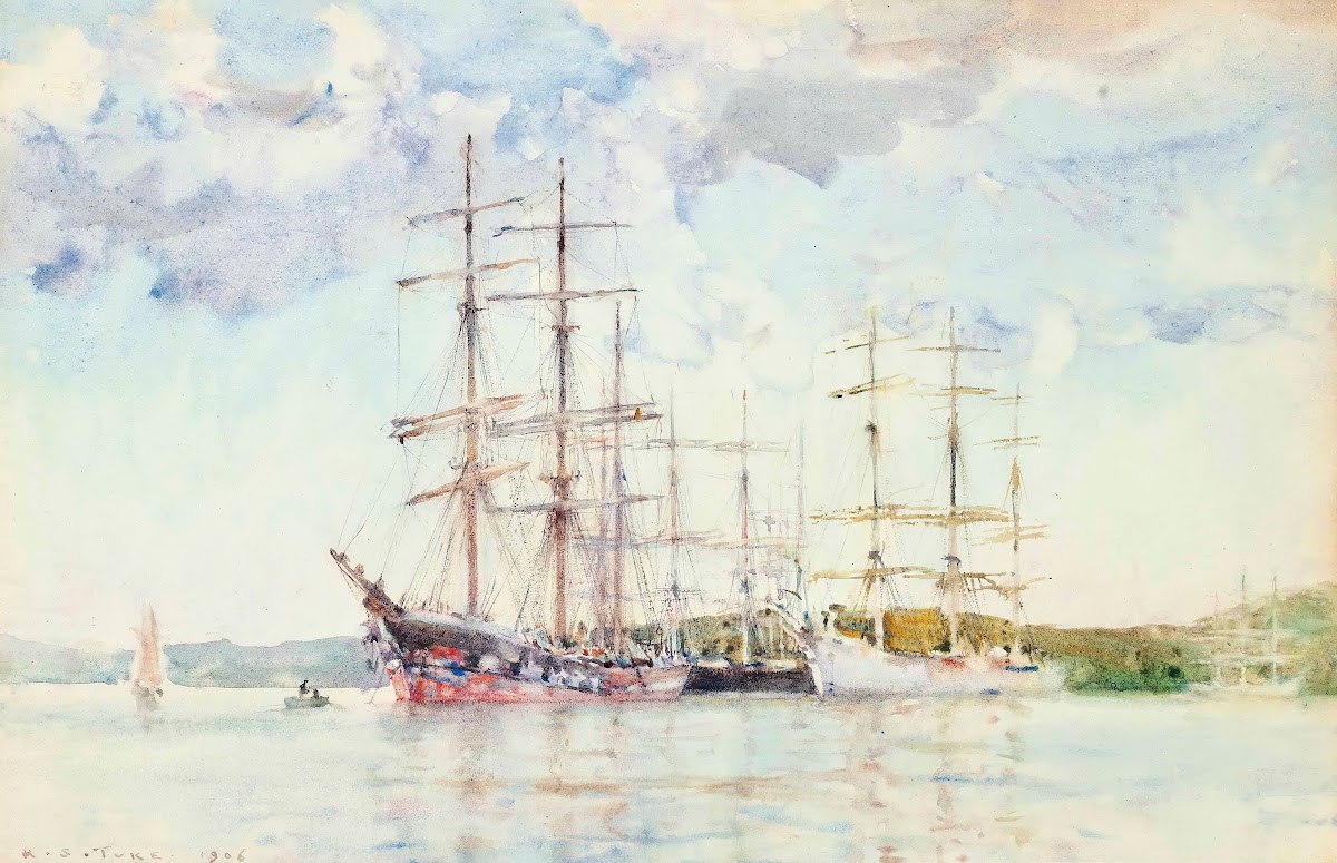 Windjammers At Anchor In Carrick Roads 1906