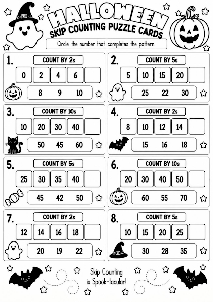 HALLOWEEN SKIP COUNTING PUZZLE CARDS