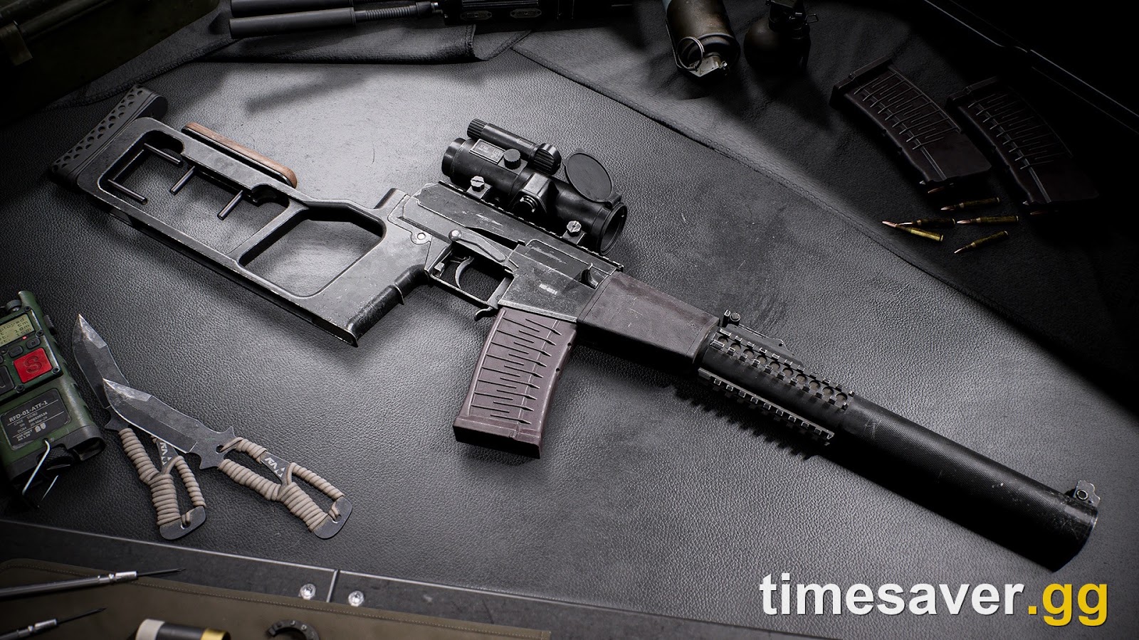 The suppressed VSSM marksman rifle on a weapon bench, a free Season 4 Battle Pass tier reward in Battlefield 6