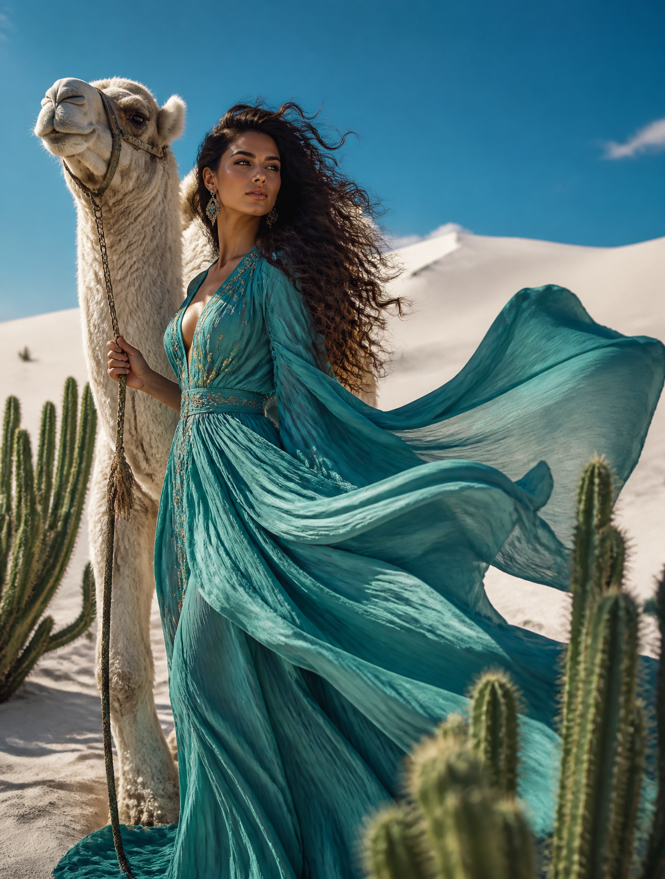 Fotografía editorial de alta costura con estética cinematográfica