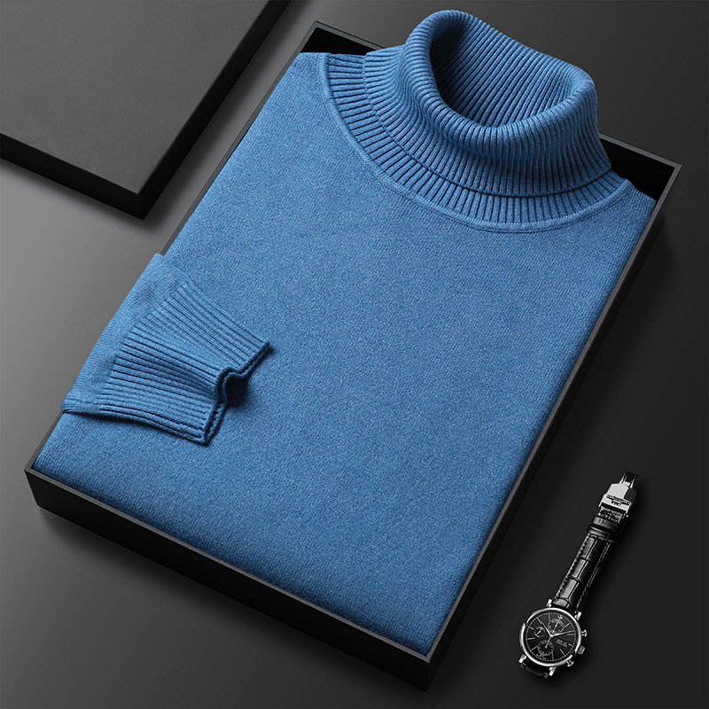 Warm Men's Turtleneck Sweater, Knitted