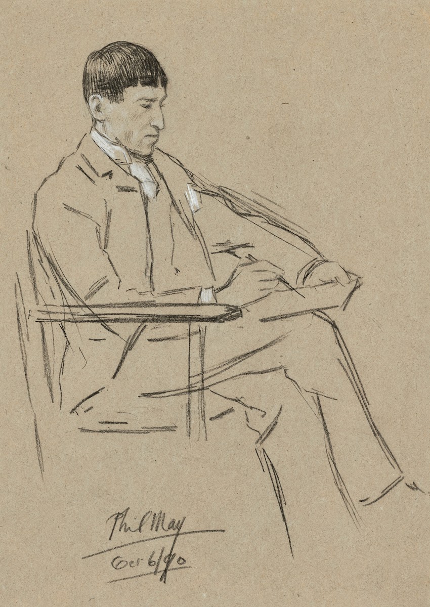 Phil May sketching