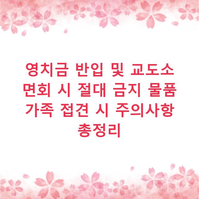 영치금 반입 및 교도소 면회 시 절대 금지 물품 가족 접견 시 주의사항 총정리