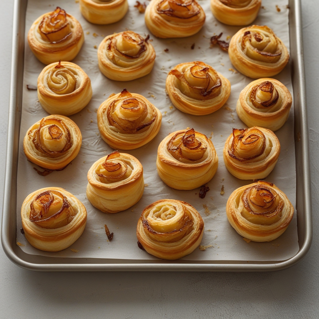 Golden Flaky Caramelized Onion & Gruyère Pinwheels with Thyme-Balsamic Glaze