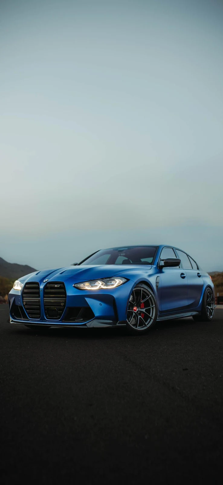 Matte Blue BMW M3 Competition - Automotive Photography Full HD iPhone Wallpaper (1242x2692)