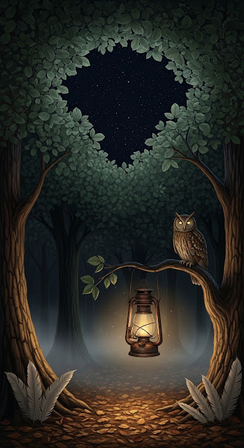 Mystic Owl Forest Lantern - Free mobile Wallpaper