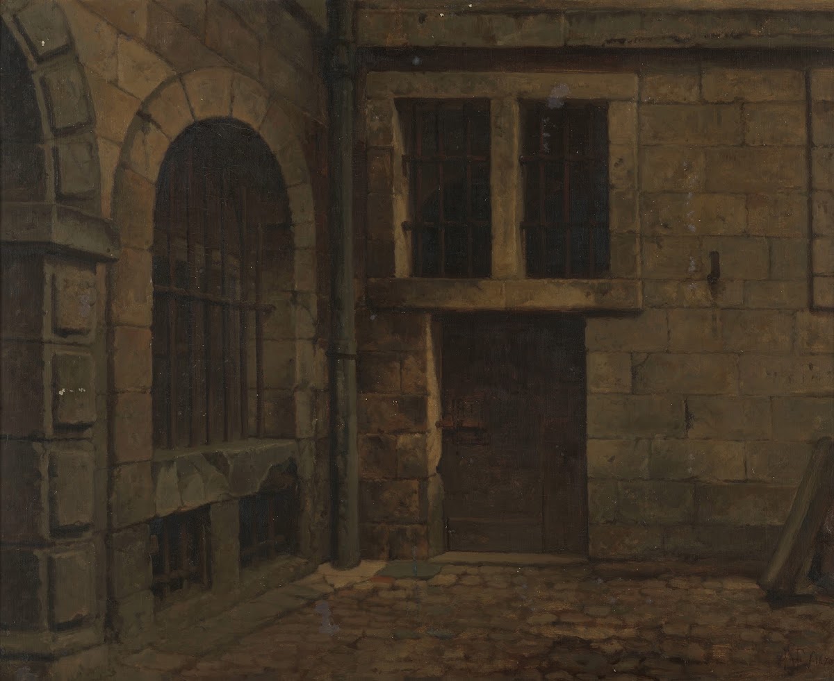 Old Courtyrad of Antwerp Town Hall 1870