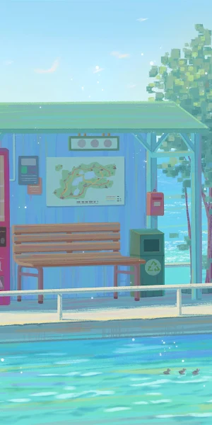 Anime Scenery, Floating Platform, Coastal Art, Schoolgirl Travel 4K Wallpaper Background