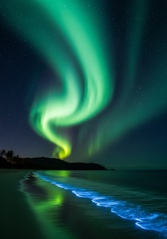 Aurora Borealis Tropical Beach
