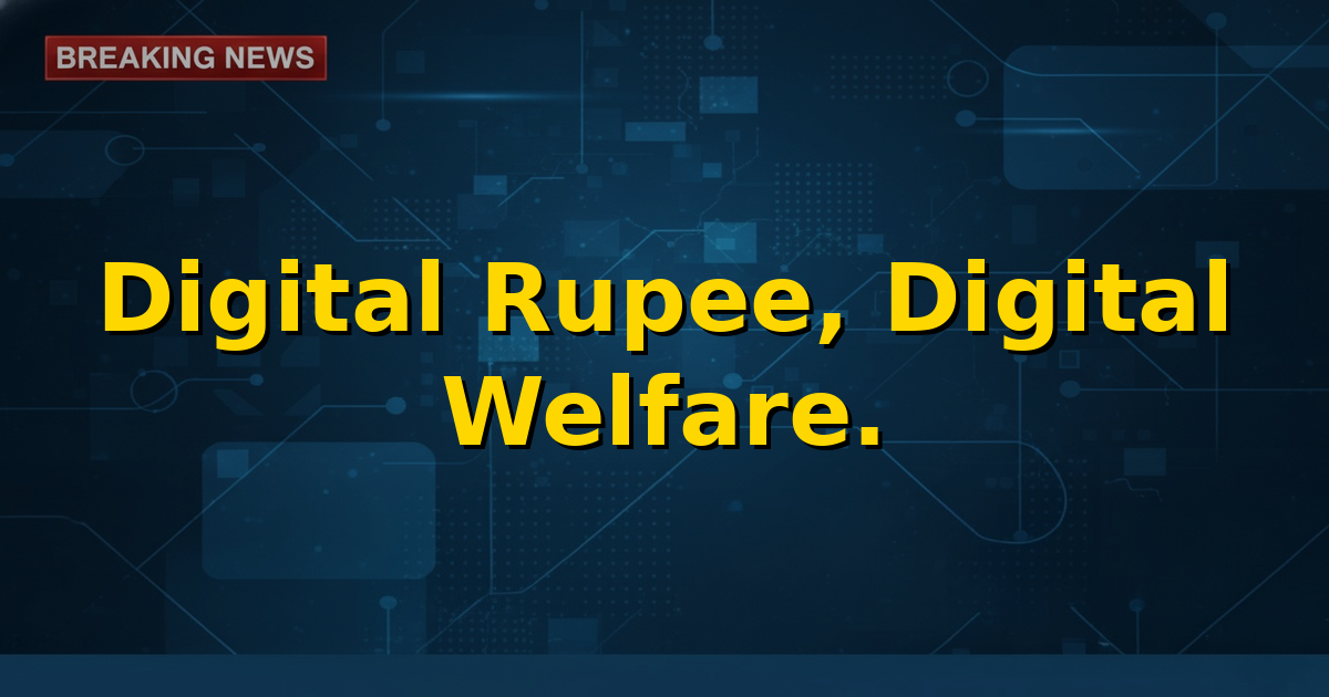 Digital Rupee symbol and food grains, representing CBDC-based food subsidy transfer.