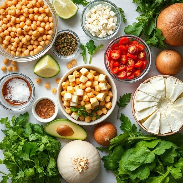 Ingredients for Fresh Chickpea Feta Avocado Salad Ready in 15 Minutes: Quick, Homemade, Healthy