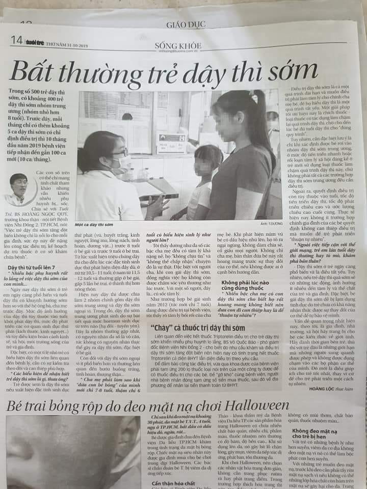 Dậy thì sớm - bài báo