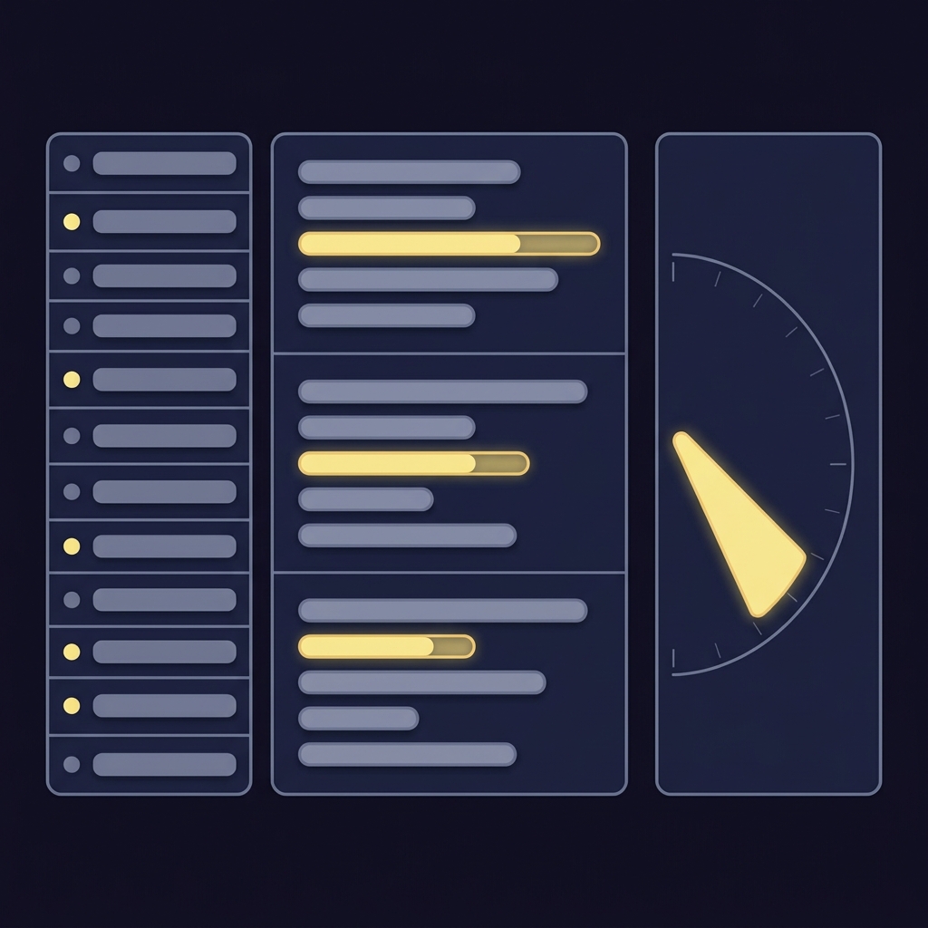 Minimal 2D vector dashboard mockup in Funded Plays colors showing trade logs stake sizes and a compact drawdown meter no text or labels Common MMA and Boxing Trading Mistakes