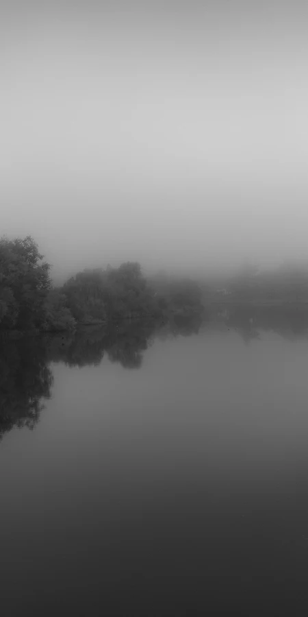 Moody River Landscape In Morning Fog 4K Phone Wallpaper