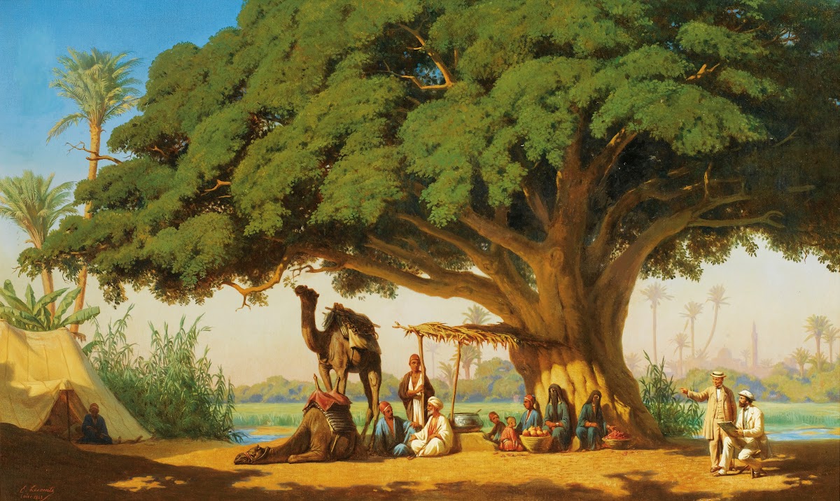 Travelling Artists Sketching An Arab Encampment Cairo 1863
