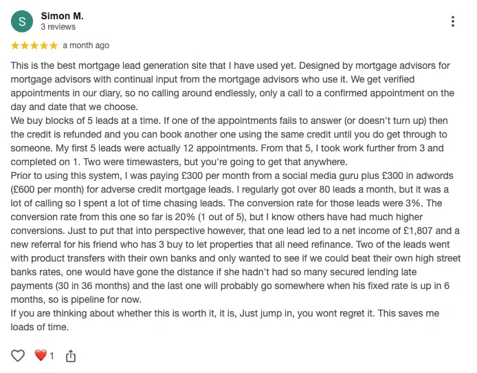 First 5 appts = £1,807 net income