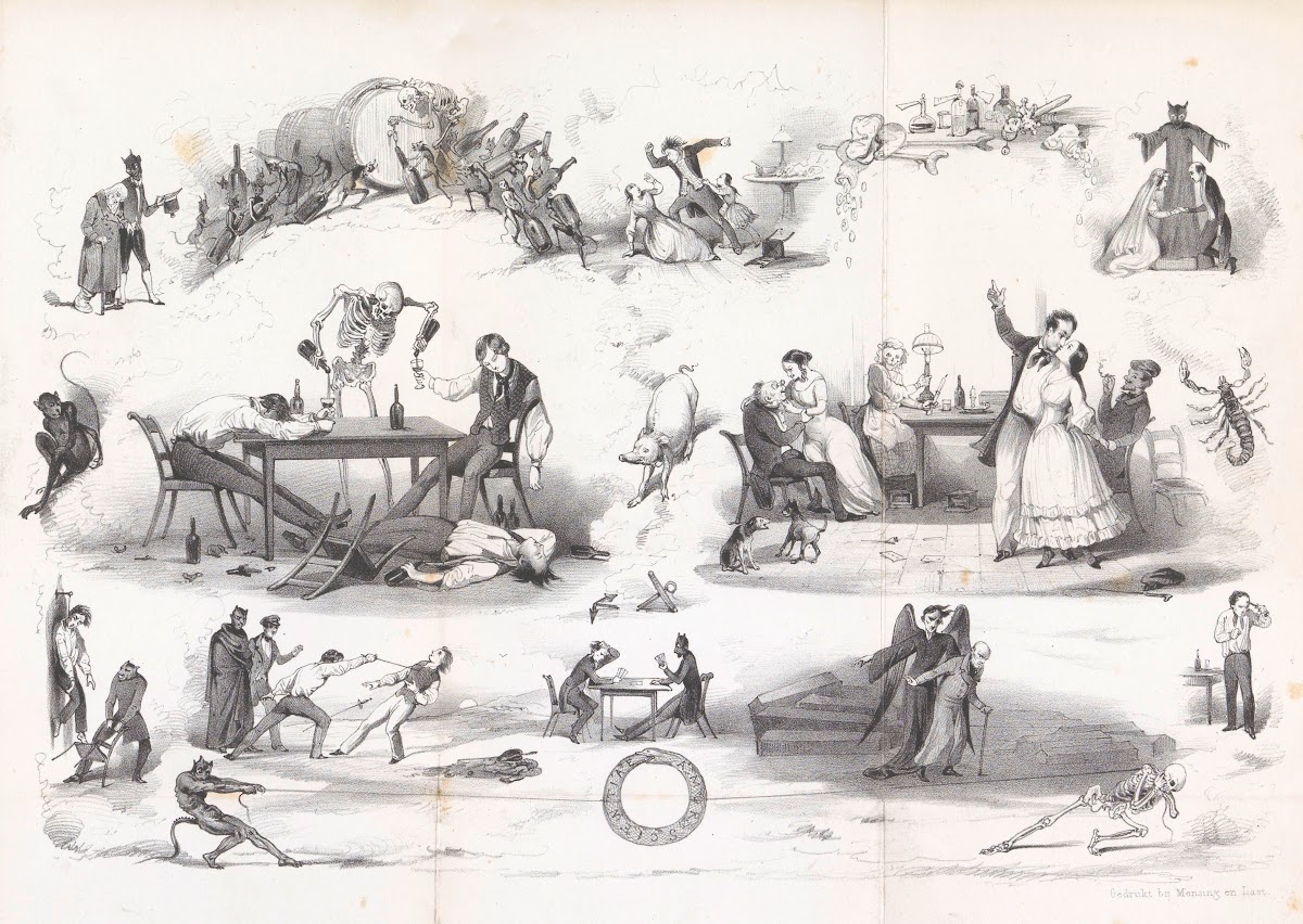 Spotprent in Leidse studentenalmanak 1847