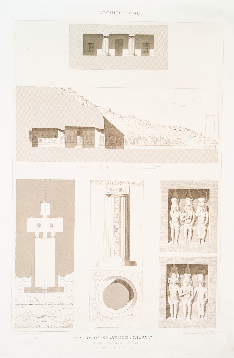 Architecture spéos de Kalabché Talmis  plan coupes et détails Ramsès II XIXe dyn