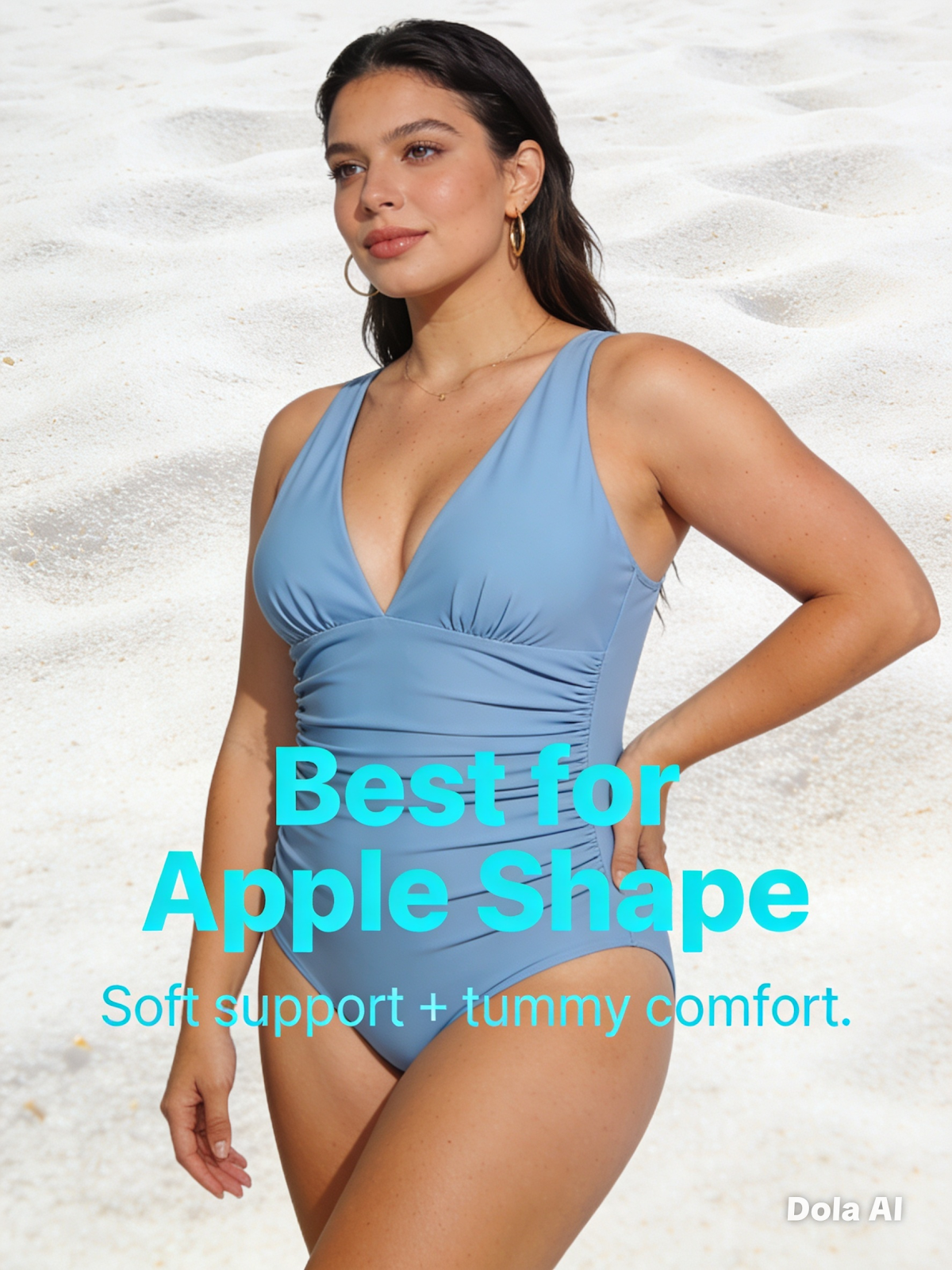 Ruched V neck swimsuit for apple and oval body shape