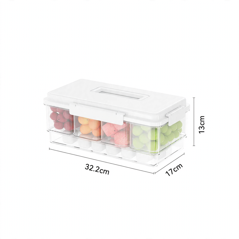 Divided fresh-keeping box with carrying handle, 1–2 L