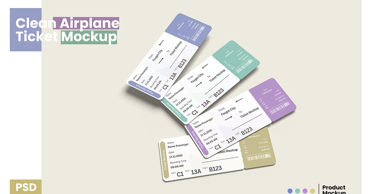 High Quality Clean Airplane Ticket Mockup Free Download – Envato Elements
