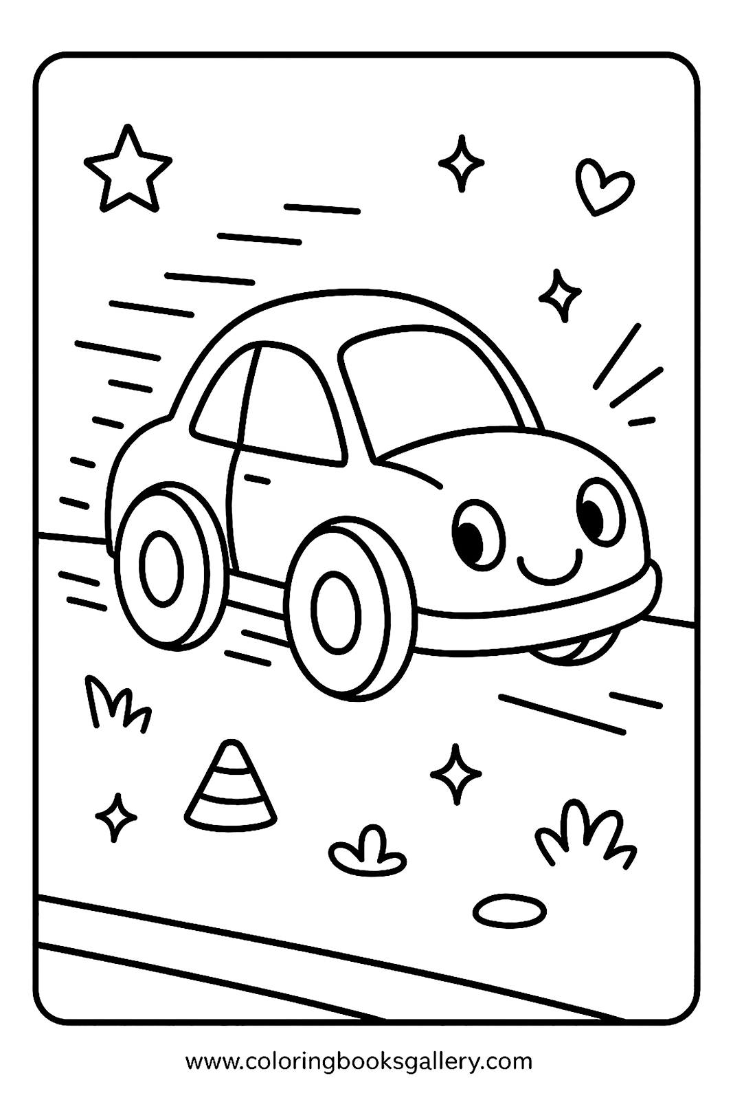 Toy Car Racing on the Floor – Free Printable Coloring Sheet for Kids and Adults – free coloring page for kids