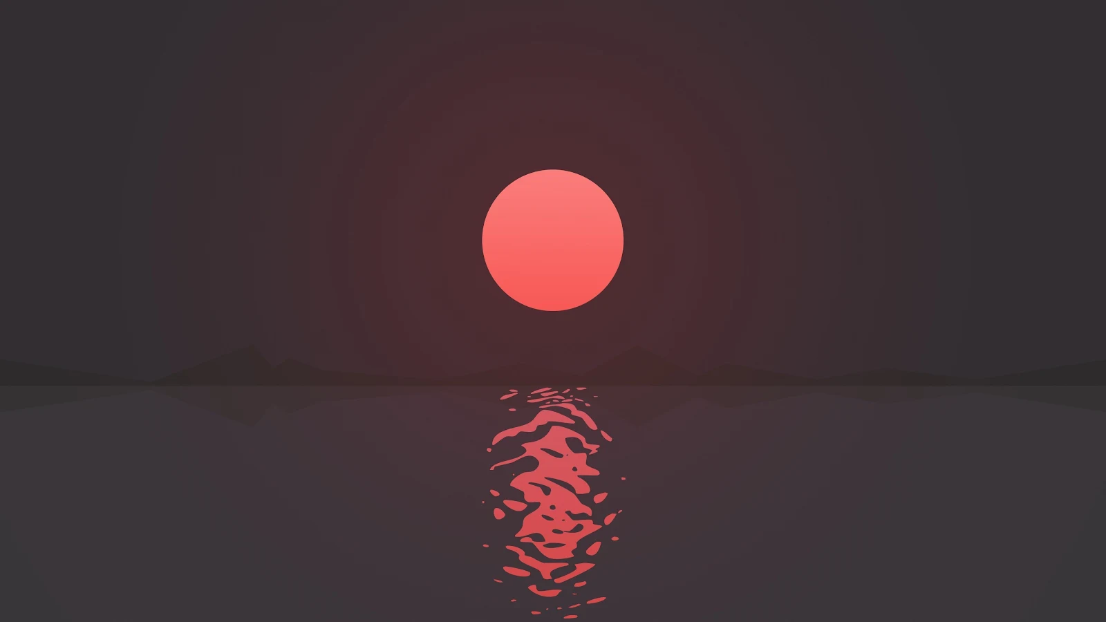 Sun, Minimalism, Mountains, Reflection, Sea 4K Desktop, iPhone Wallpaper Background