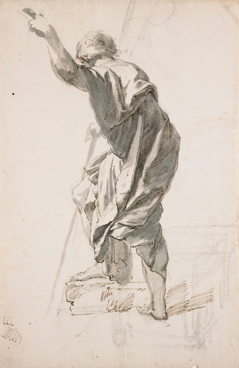 Standing Male Figure Study for Saint John the Baptist Preaching 18th 19th centur