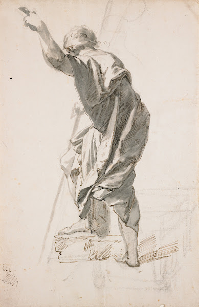 Standing Male Figure Study for Saint John the Baptist Preaching 18th 19th centur