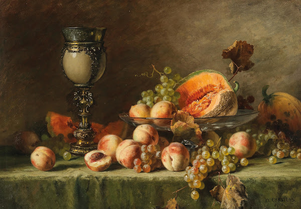 A Still Life with Peach Grapes and Pumpkin 1901