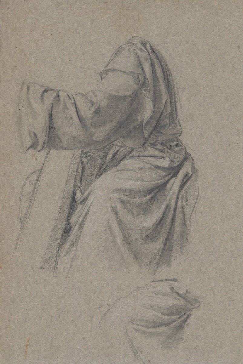 Davids robe study to the painting King David playing the harp 1855