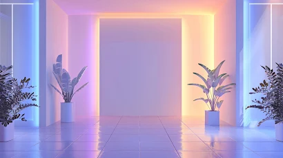 Ai Art, Pastel, Vaporwave, Plants, Tiles 5K Wallpaper Background