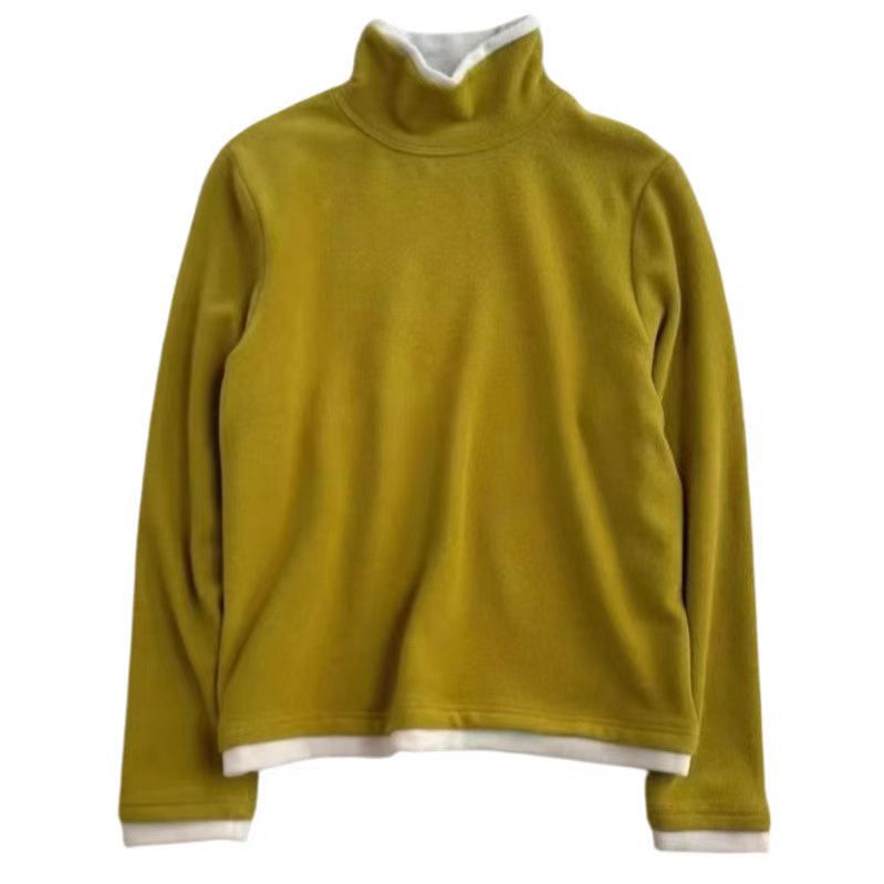 Women's long-sleeve shirt with stand-up collar and faux layer look