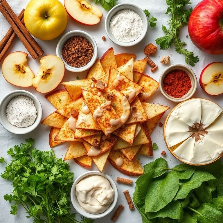 Ingredients for Crispy Apple Nachos with Cinnamon and Tahini Drizzle – Easy Homemade Snack