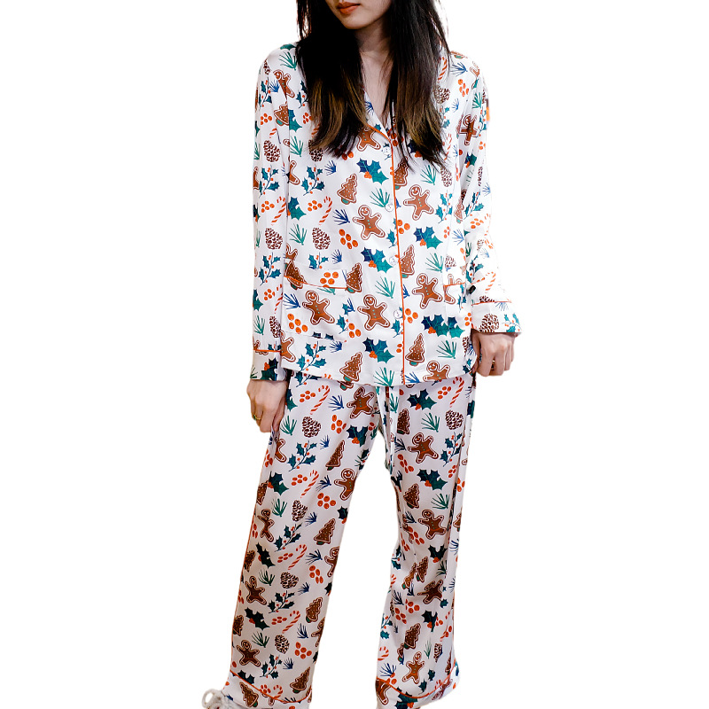 Women's Pajama Set, Silk-like, Long Sleeve, Christmas Theme
