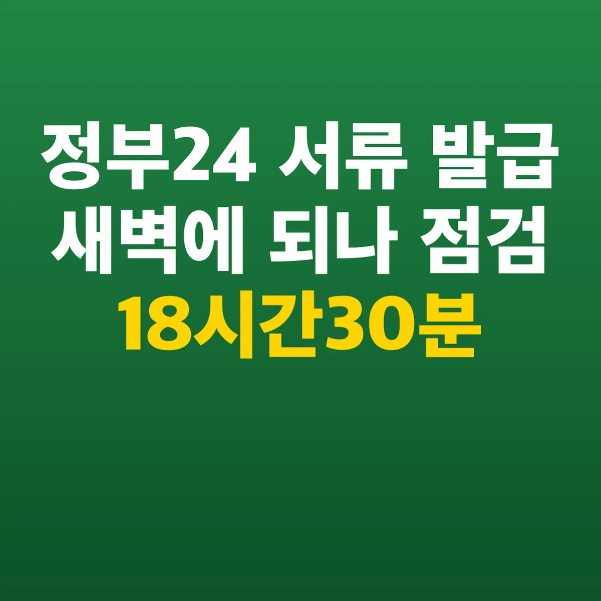 정부24 서류 발급 새벽에 되나 점검 18시간30분