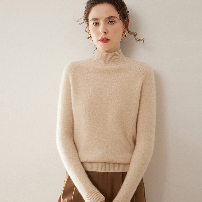 Women's Cashmere Sweater, High Collar, Soft and Flattering