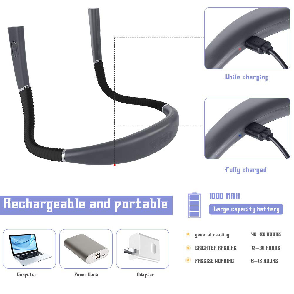 Foldable LED Neck Light with Two Heads
