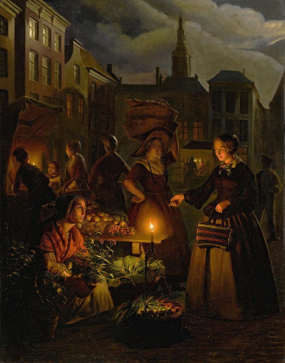 A moonlit vegetable market on de Grote Markt The Hague