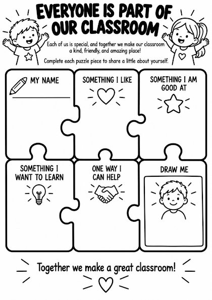 Everyone Is Part of Our Classroom Worksheet