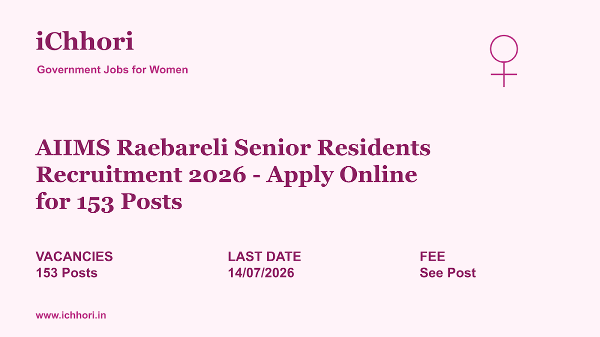 AIIMS Raebareli Senior Residents Recruitment 2026 - Apply Online for 153 Posts - iChhori