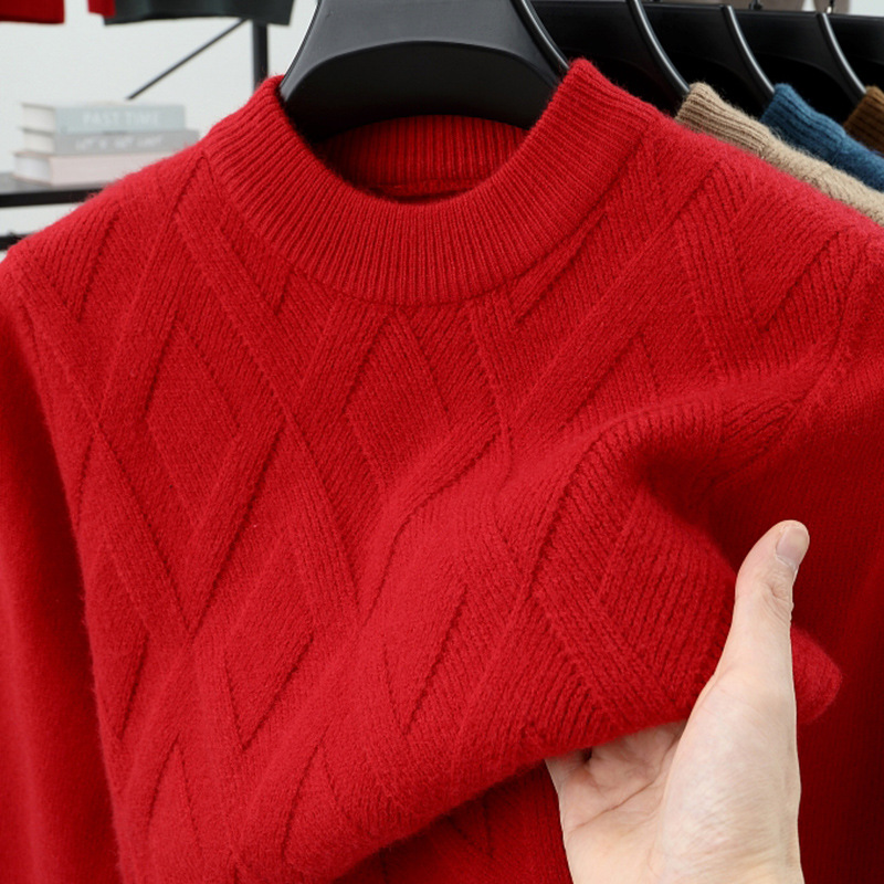 Men's Wool Sweater, Stand-up Collar, Warm, Large Sizes