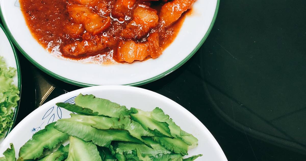 Đậu rồng non chấm mắm tép