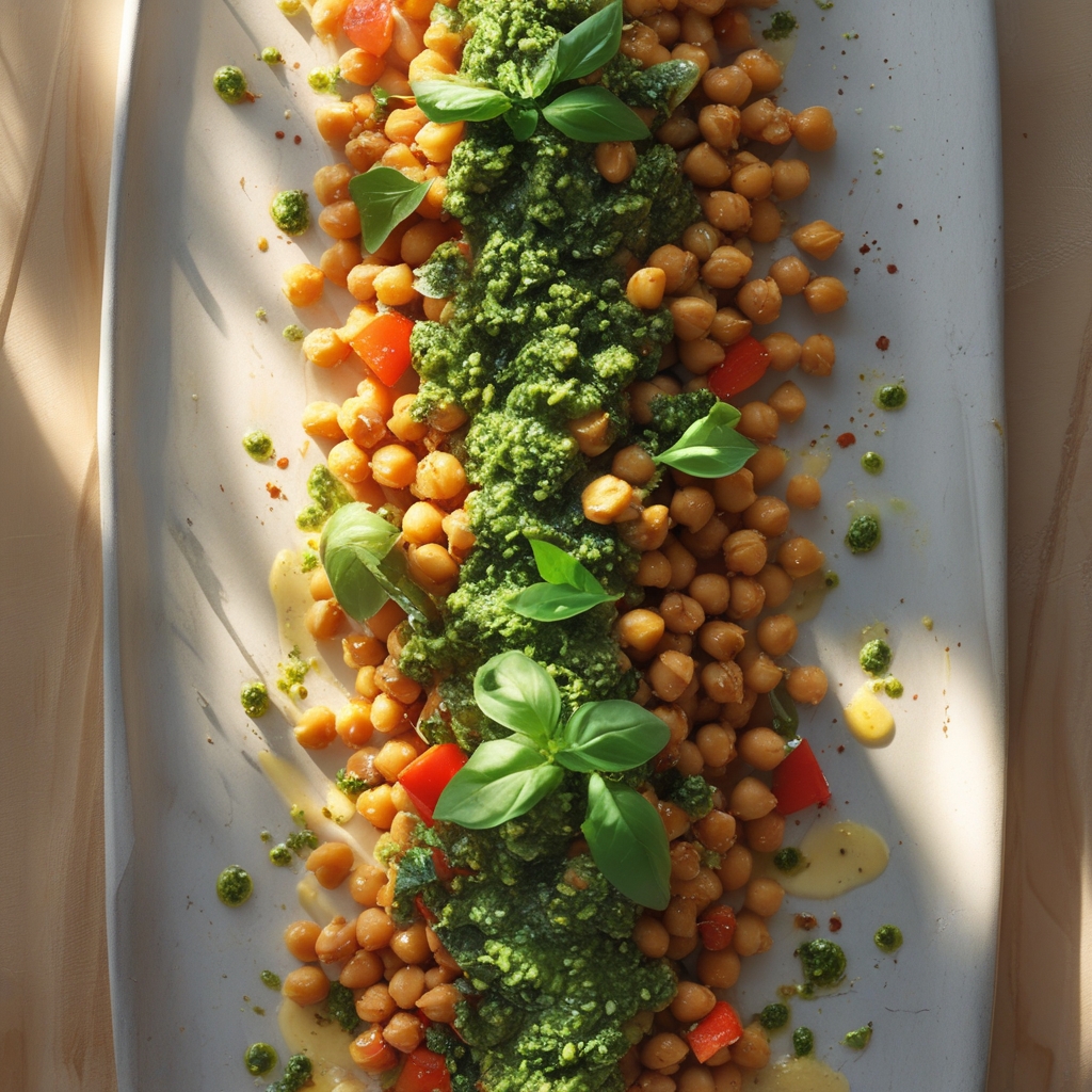 Pesto Chickpea & Veggie Sheet‑Pan Dinner